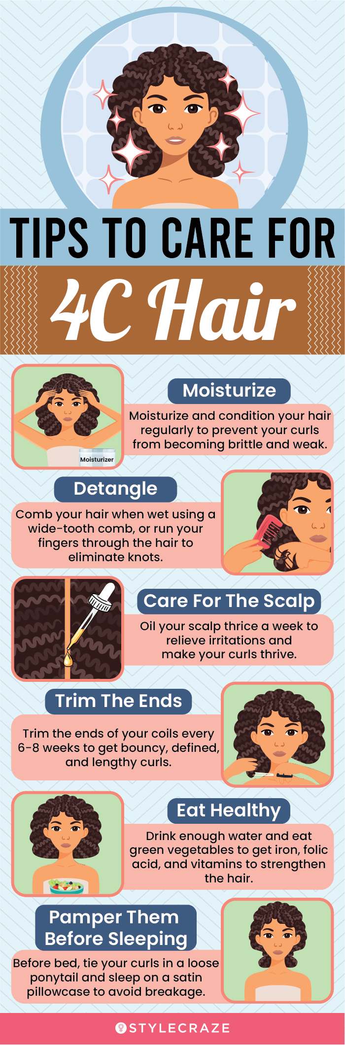 Tips To Care For 4C Hair (infographic)