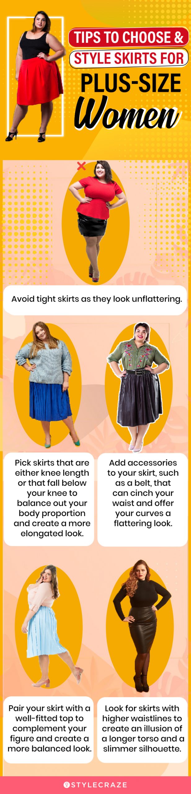 Tips To Choose & Style Skirts For Plus-Size Women (infographic)