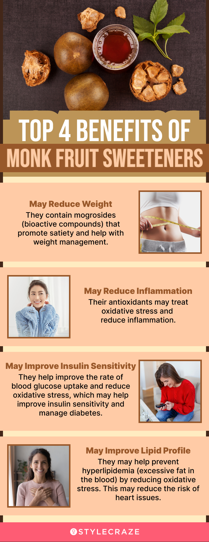 top 4 benefits of monk fruit sweeteners (infographic)