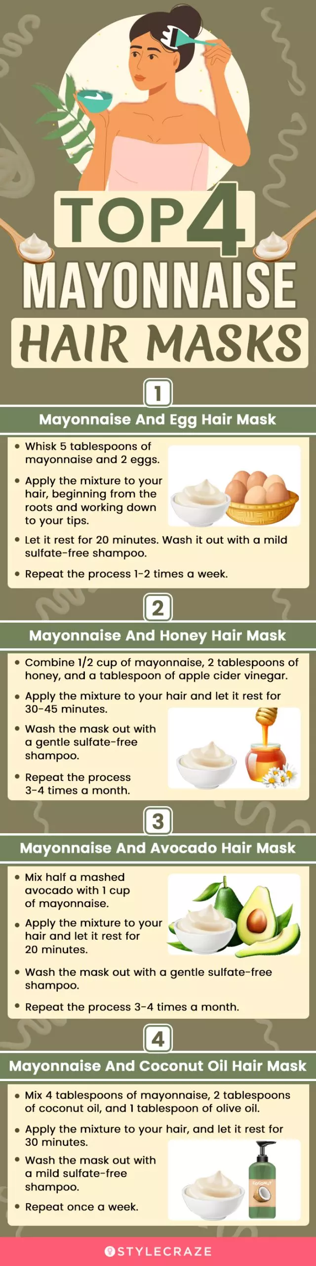 top 4 mayonnaise hair masks (infographic)