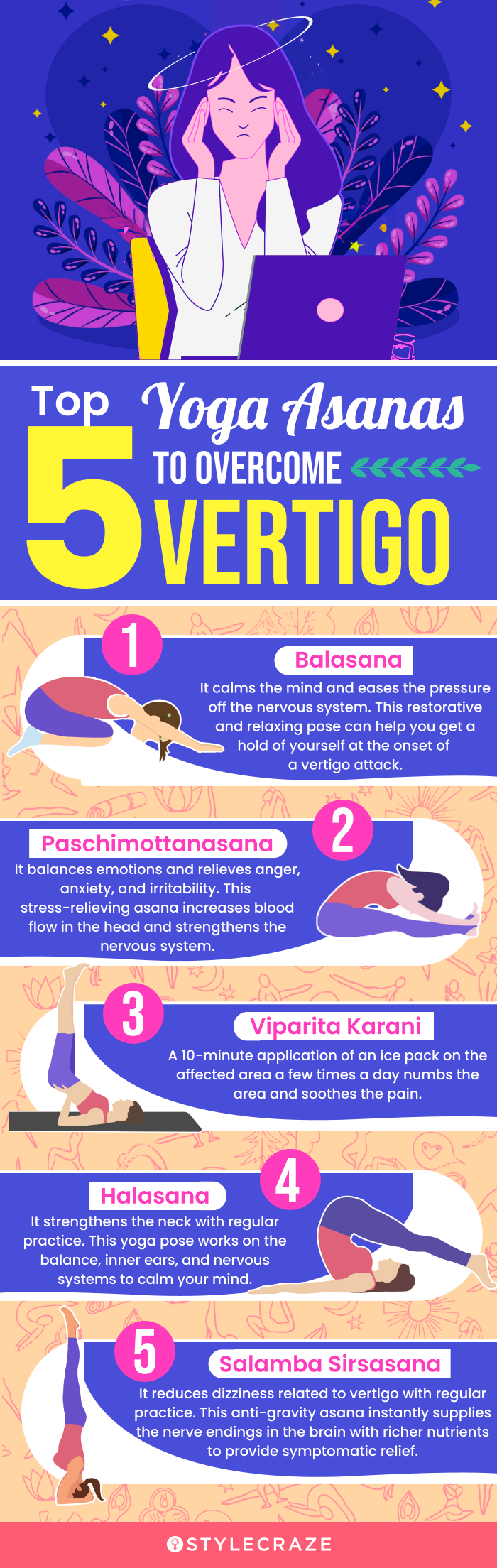 top 5 yoga asanas to overcome vertigo (infographic)