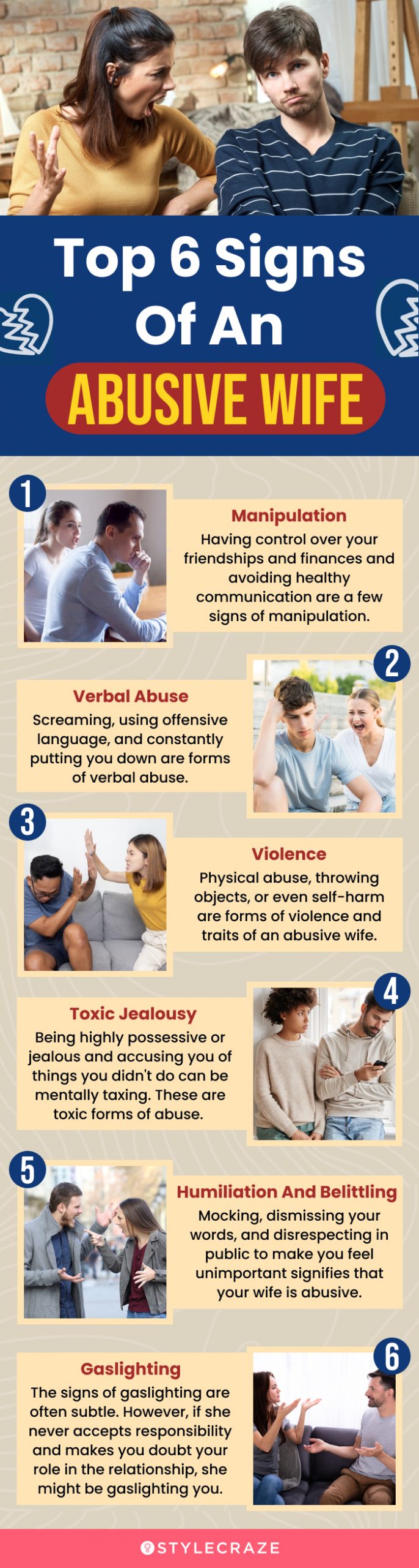 top 6 signs of an abusive wife (infographic)