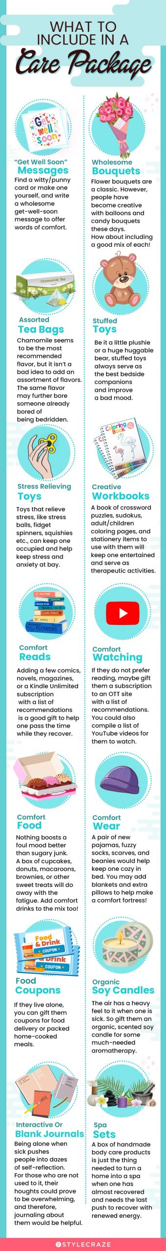  what to include in a care package (infographic) 
