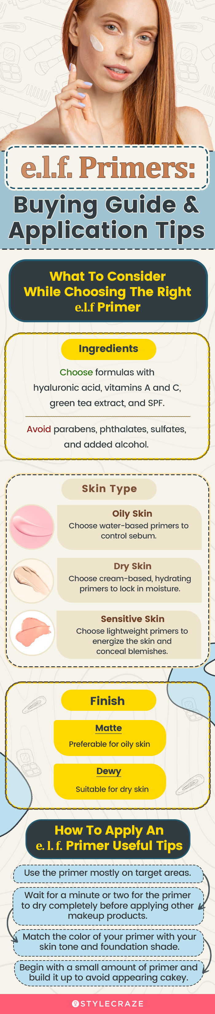 e. l. f. Primers Buying Guide & Application Tips (infographic)