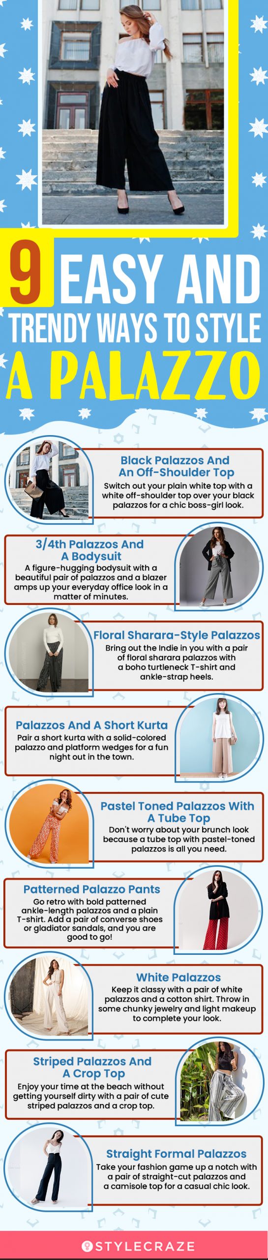 9 easy and trendy ways to style a palazzo (infographic)