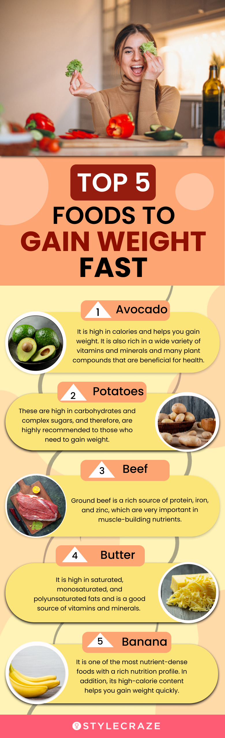 top 5 foods to gain weight fast (infographic)