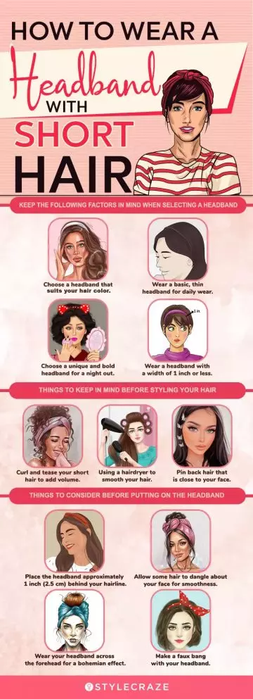 how to wear a headband with short hair (infographic)