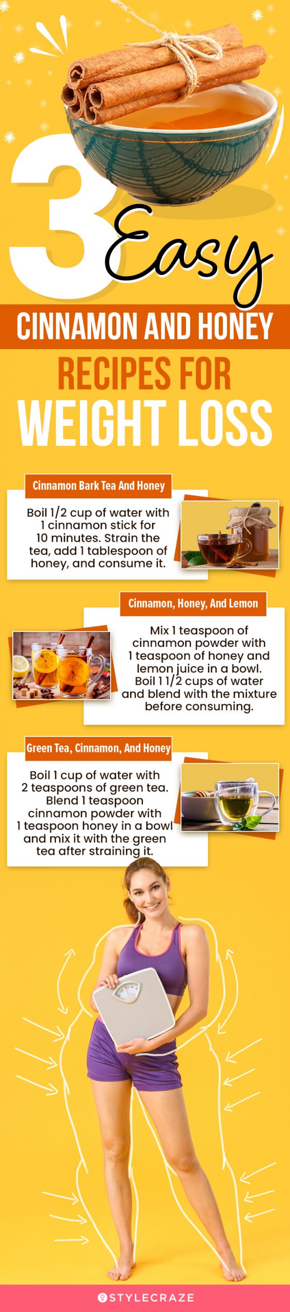 3 easy cinnamon and honey recipes for weight loss (infographic)