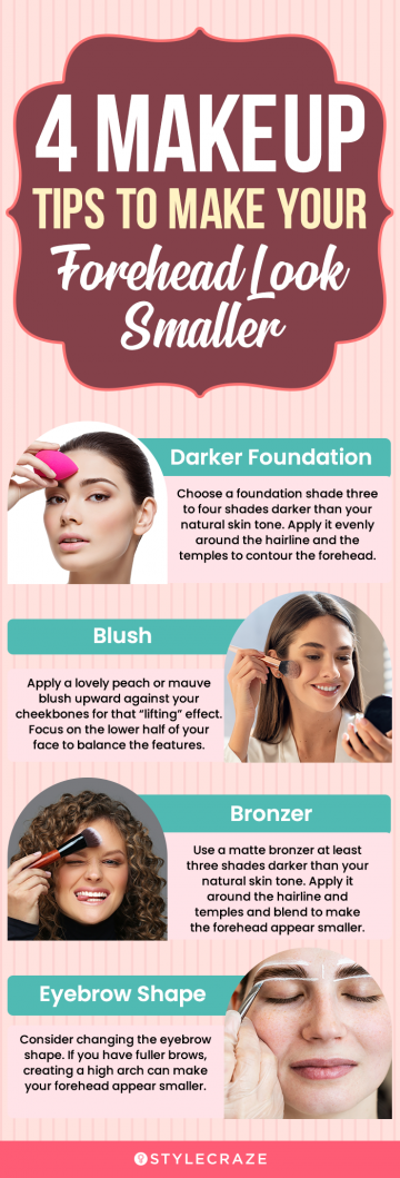 4 makeup tips to make your forehead look smaller (infographic)