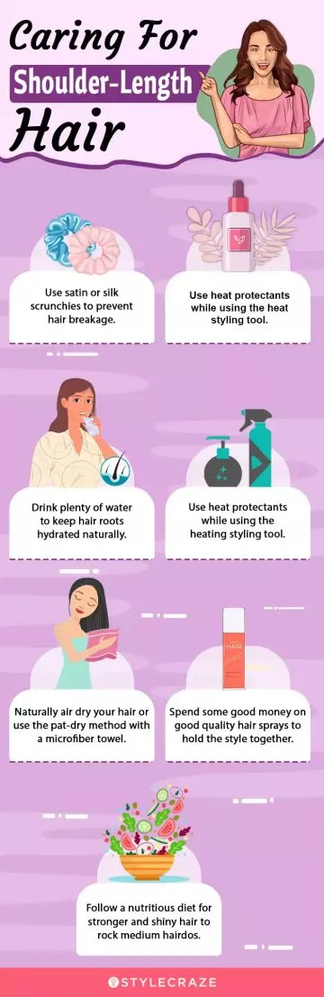 caring for shoulder length hair (infographic)