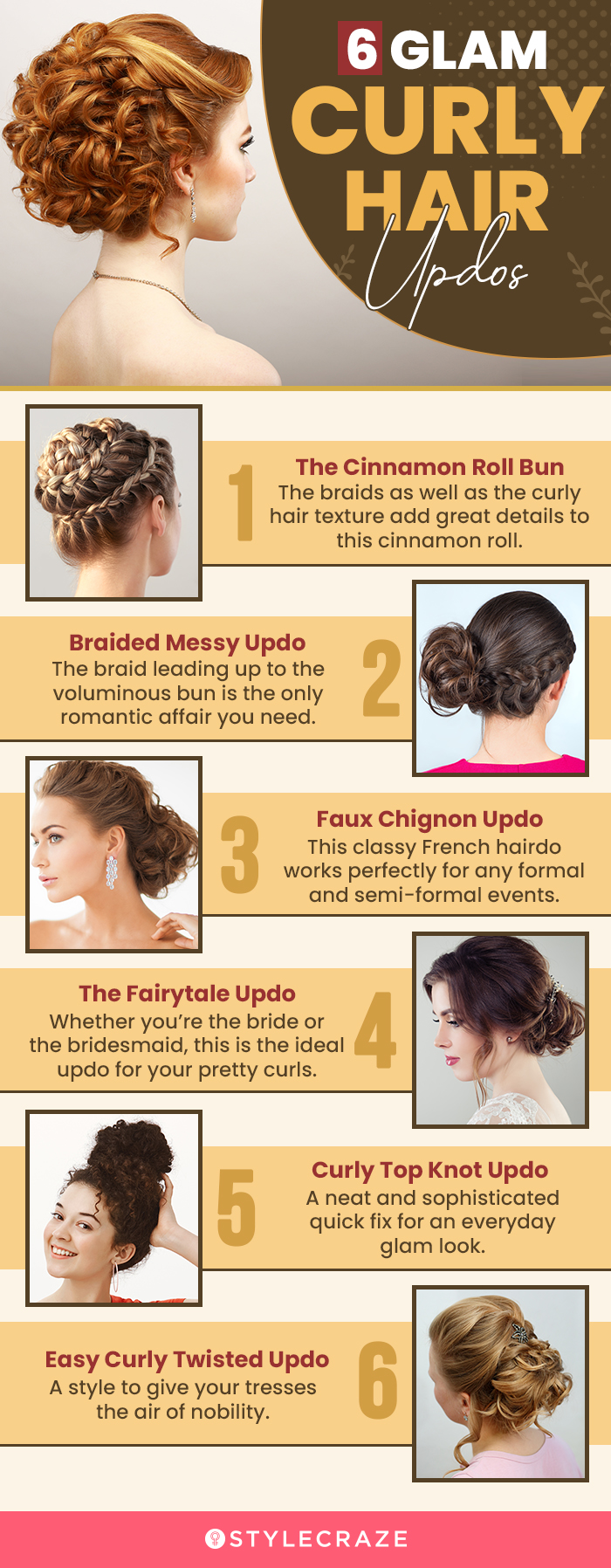 6 glam curly hair updos (infographic)