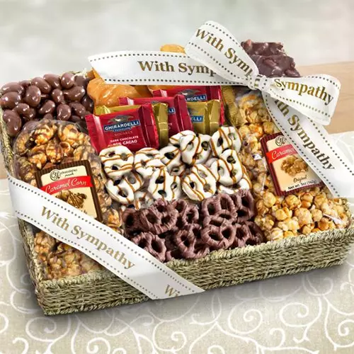 A Gift Inside Sympathy Chocolate Caramel And Crunch Grand Gift Basket