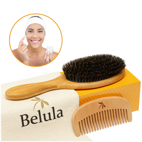 Belula 100% Boar Bristle Hair Brush Set