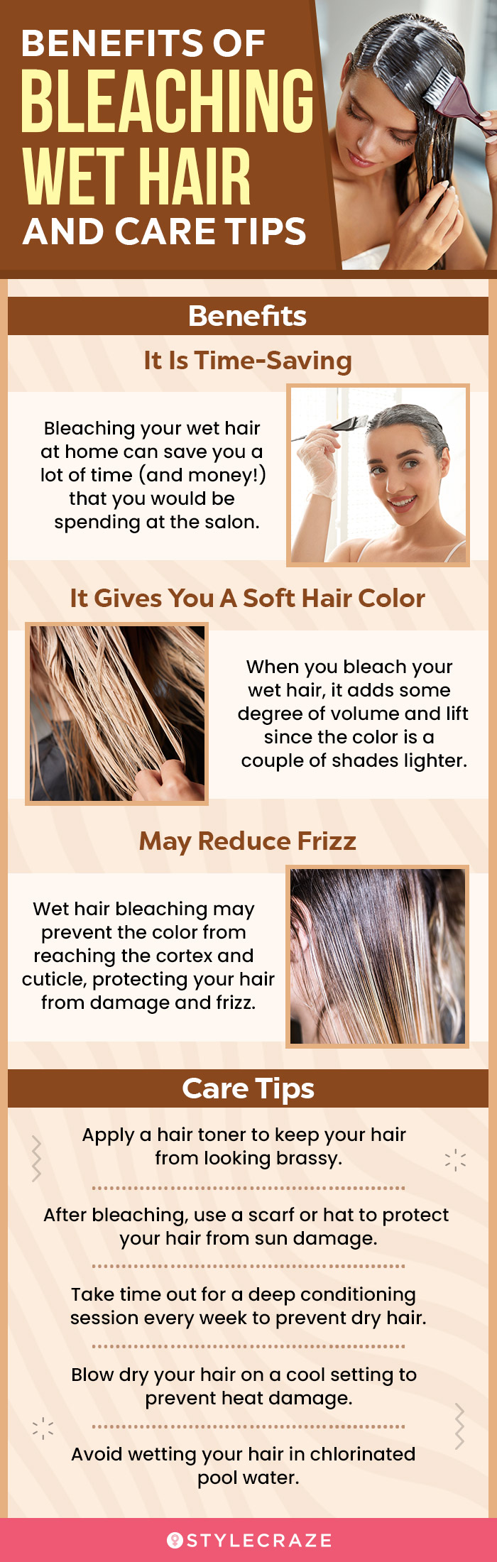 benefits of bleaching wet hair and care tips (infographic)