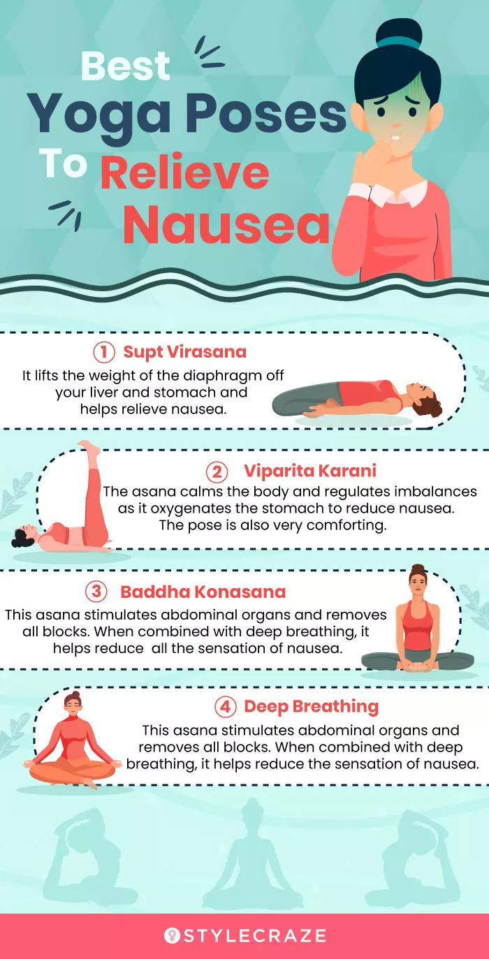 best yoga poses to relieve nausea (infographic)