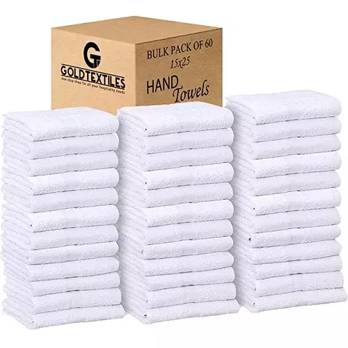 Gold Textiles Bulk Pack 60 Pcs Hand Towels