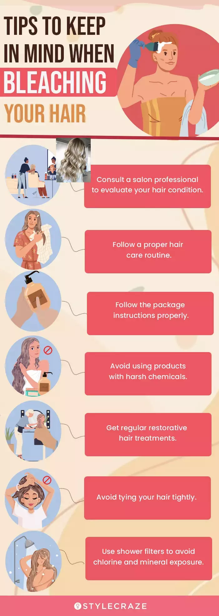 tips to keep in mind when bleaching your hair (infographic)