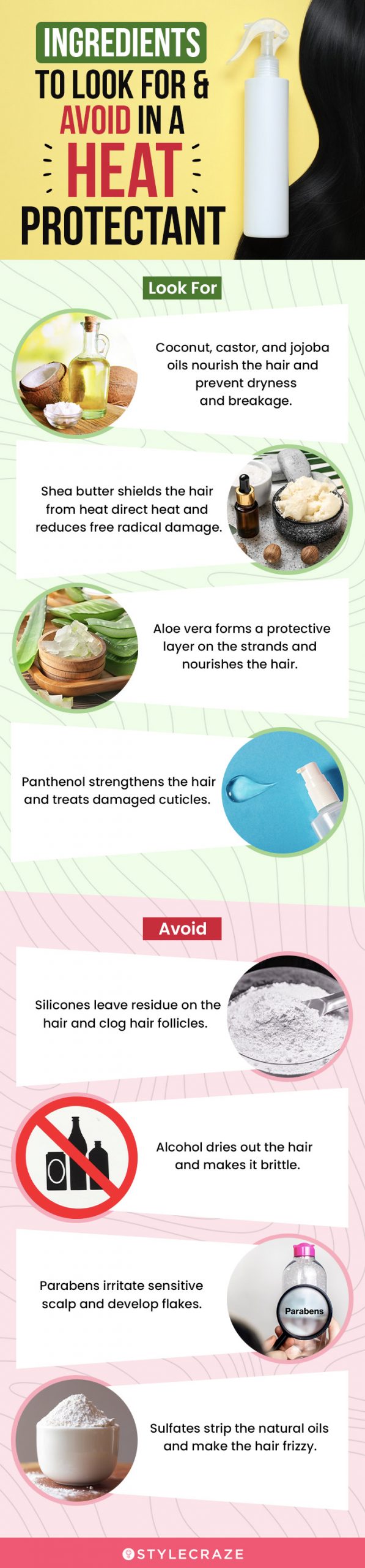 Ingredients To Look For & Avoid In A Heat Protectant (infographic)