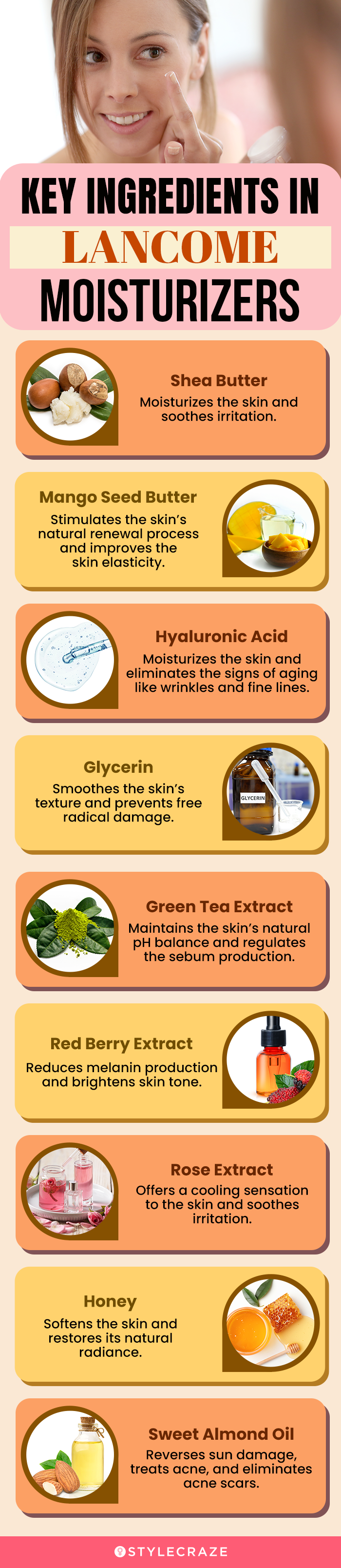 Key Ingredients In Lancome Moisturizers (infographic)