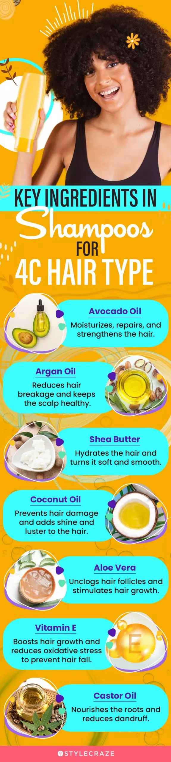 Key Ingredients In Shampoos For 4C Type Hair (infographic)