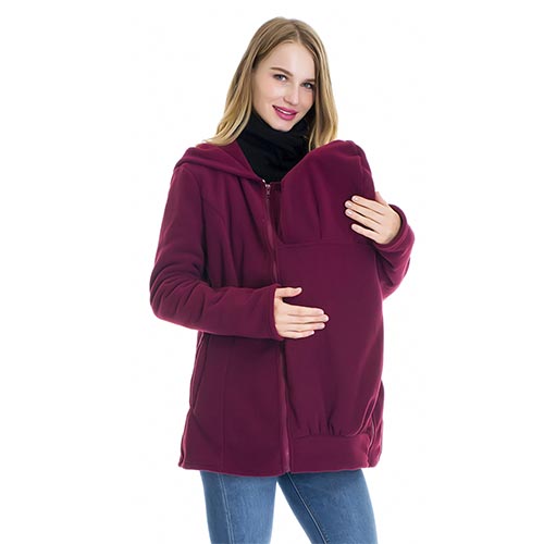 Smallshow Women's Fleece Zip Up Maternity Jacket