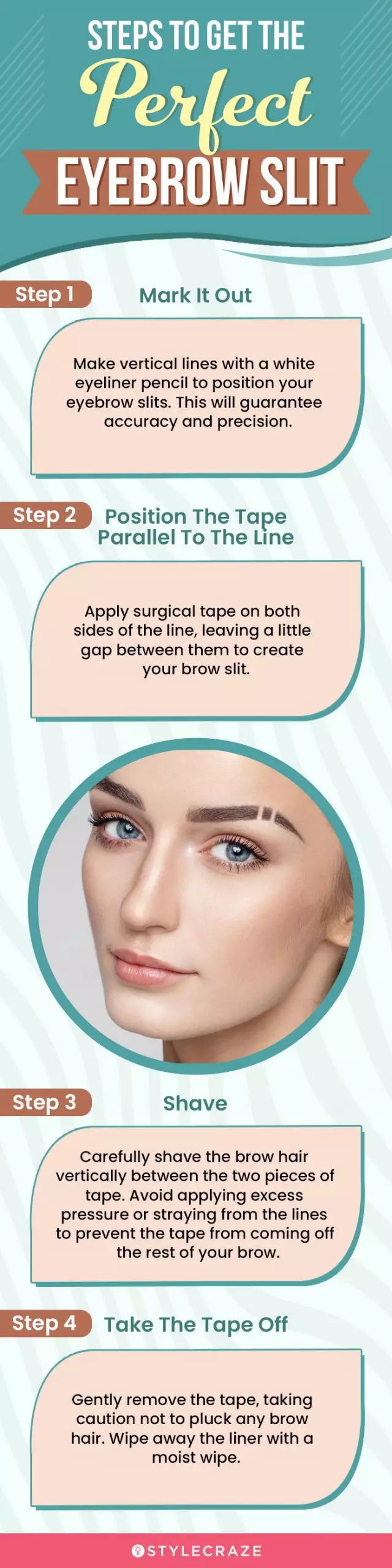 steps to get the perfect eyebrow slit  (infographic)