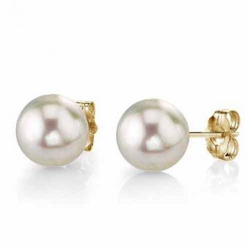 THE PEARL SOURCE White Japanese Akoya Real Pearl Earrings