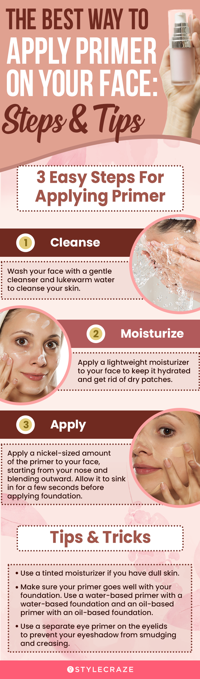 the best way to apply primer on your face steps & tips (infographic)
