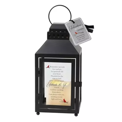 Celebration of Life Memorial Lantern with Flickering LED Candle