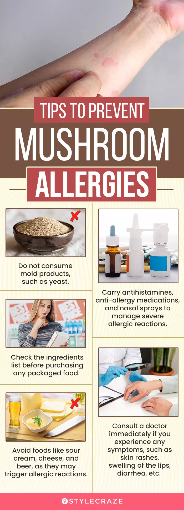 tips to prevent mushroom allergies (infographic)