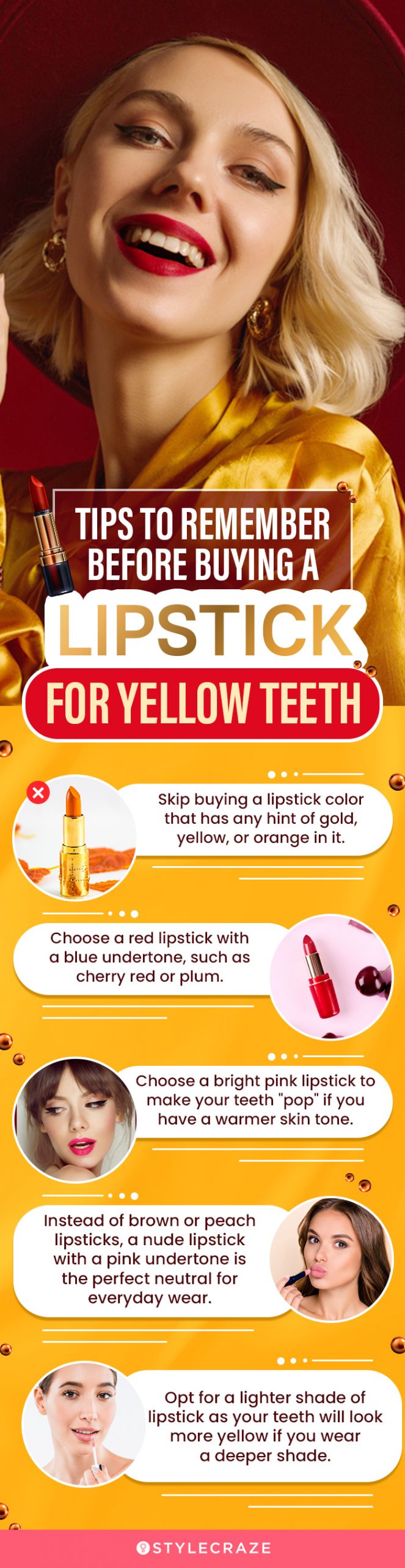 Tips To Remember Before Buying A Lipstick For Yellow Teeth (infographic)