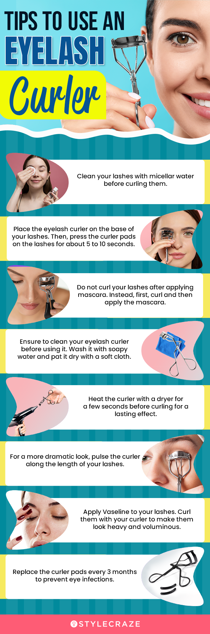 Tips To Use An Eyelash Curler (infographic)