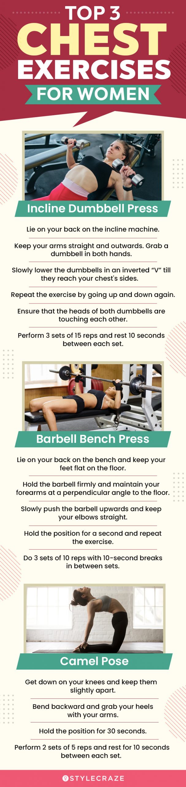 top 3 chest exercises for women (infographic)