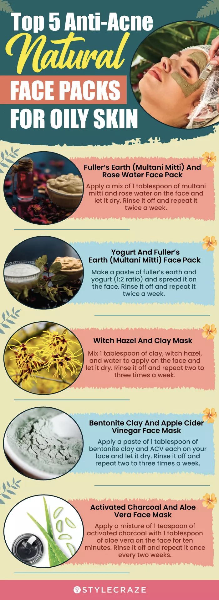 top 5 anti-acne natural face packs for oily skin (infographic)