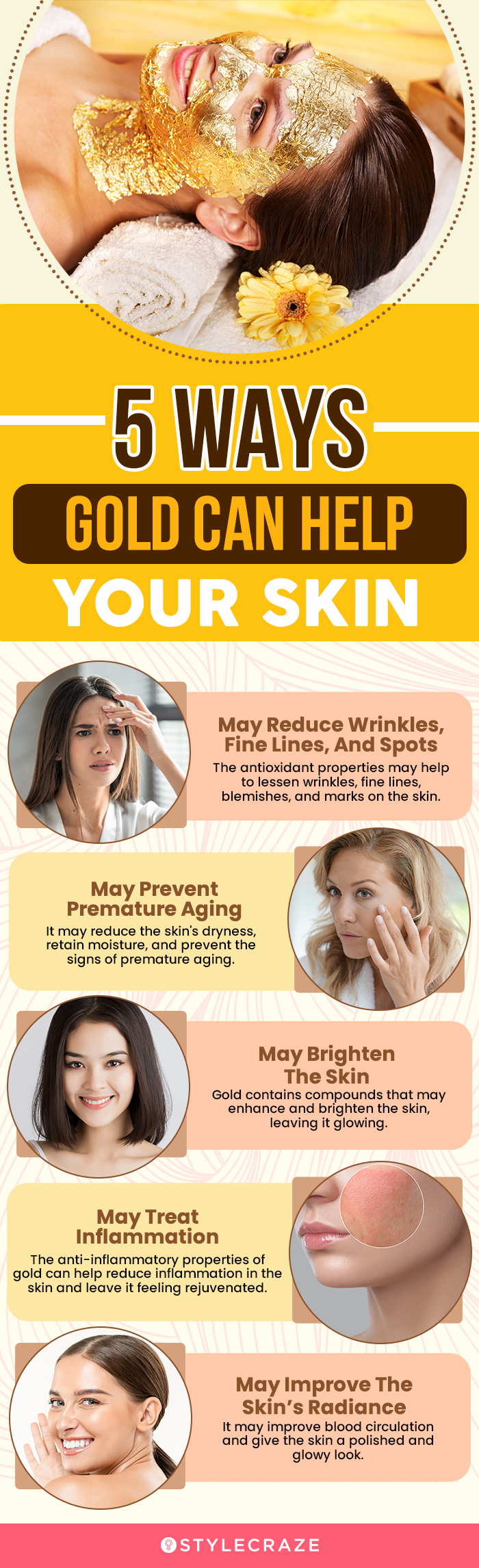 top 5 benefits of gold for skin care (infographic)