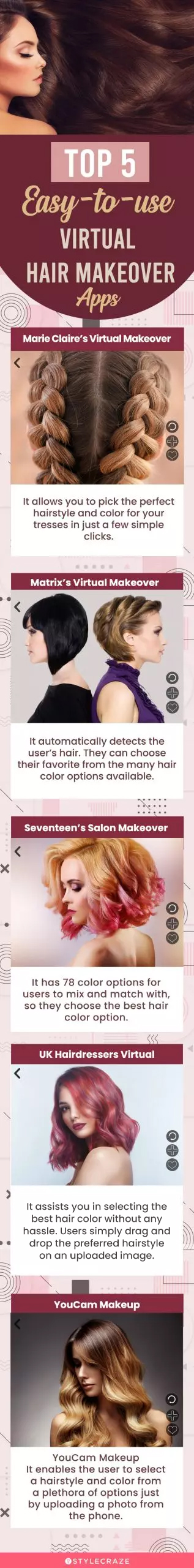top 5 easy to use virtual hair makeover apps (infographic)