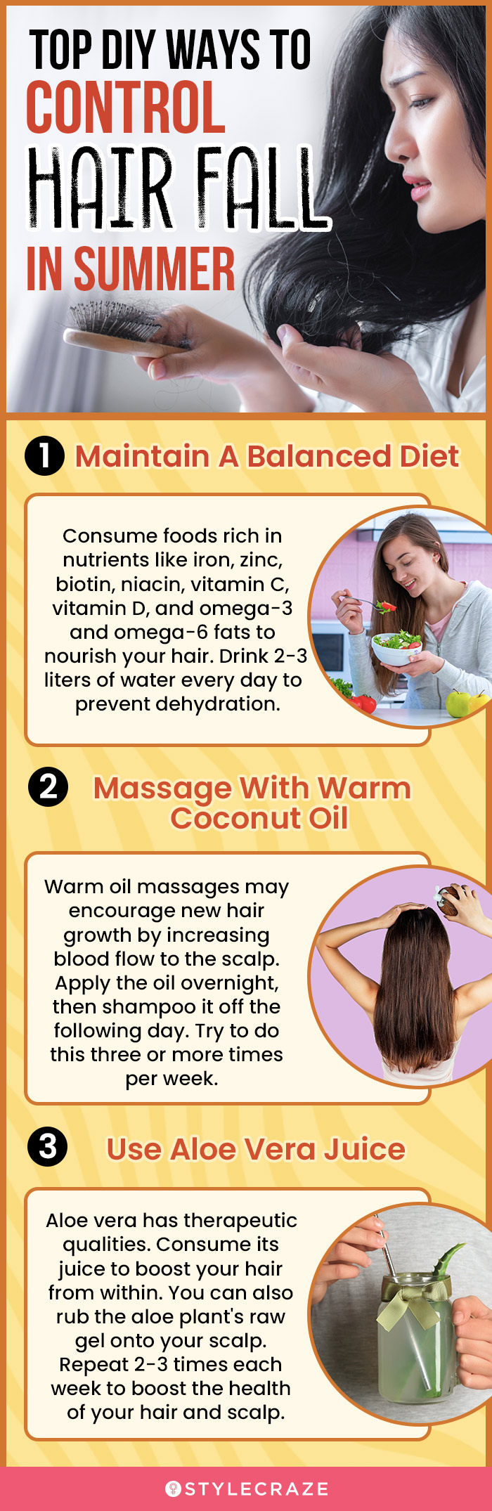 top diy ways to control hair fall in summer (infographic)