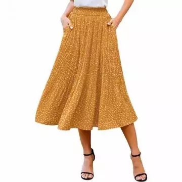 Zeagoo High Waist Polka Dot Midi Skirt