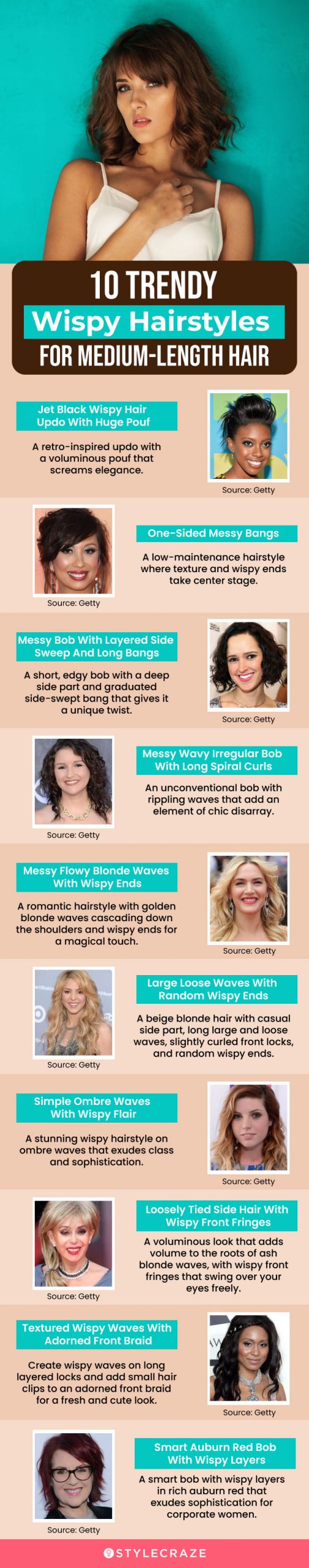 10 trendy wispy hairstyles for medium length hair (infographic)