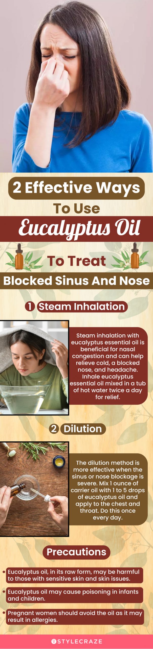 2 effective ways to use eucalyptus oil to treat blocked sinus and nose (infographic)