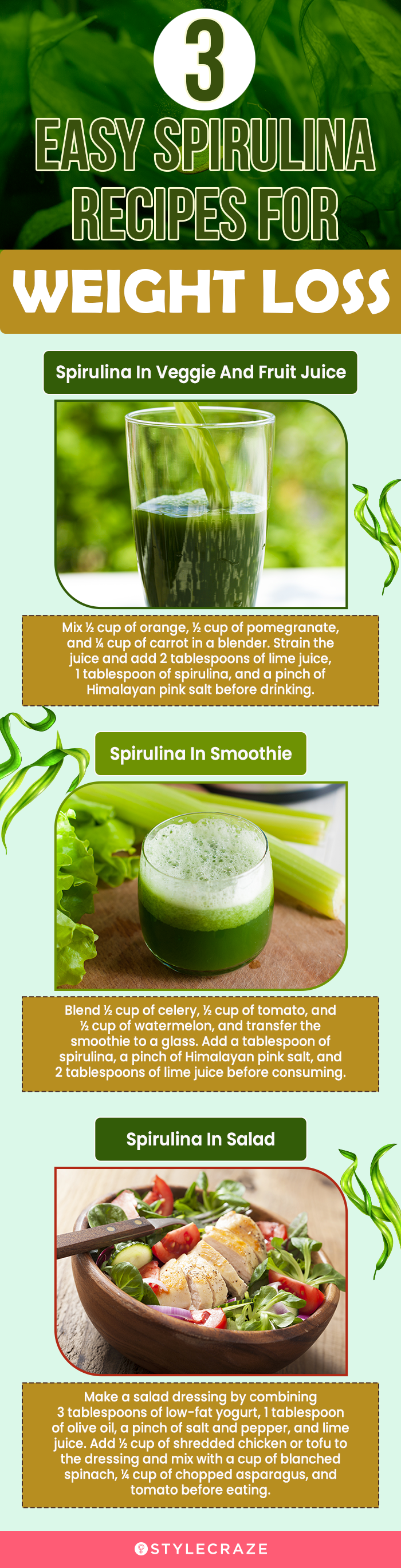 3 easy spirulina recipes for weight loss (infographic)