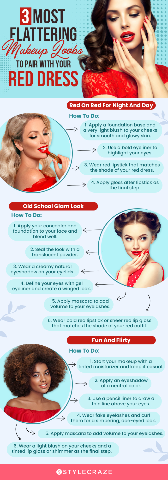 3 most flattering makeup ideas to pair with your red dress (infographic)
