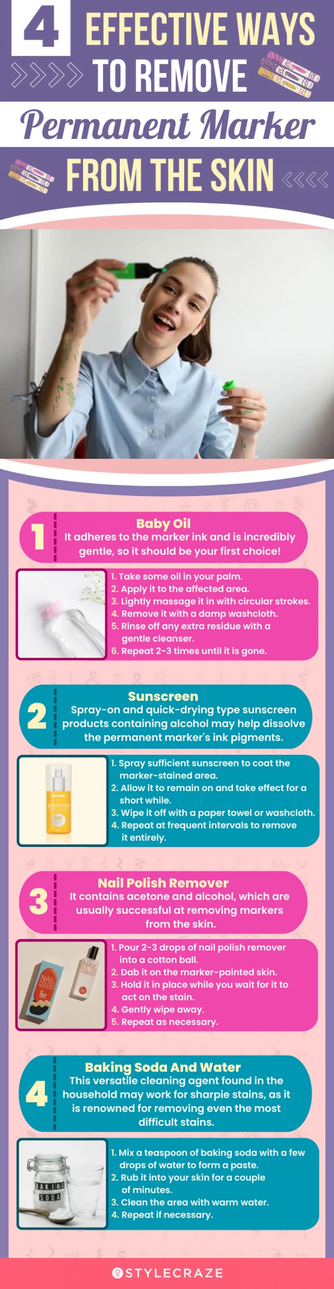 4 effective ways to remove permanent marker from the skin (infographic)