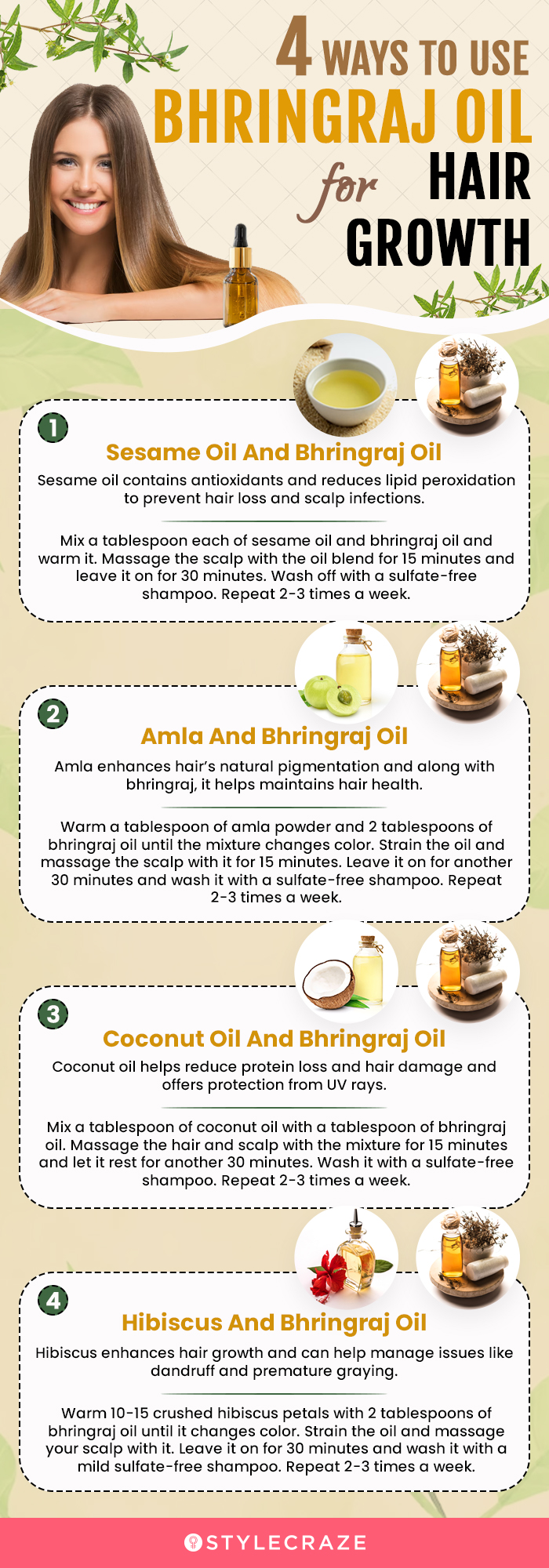 4 ways to use bhringraj oil for hair growth (infographic)
