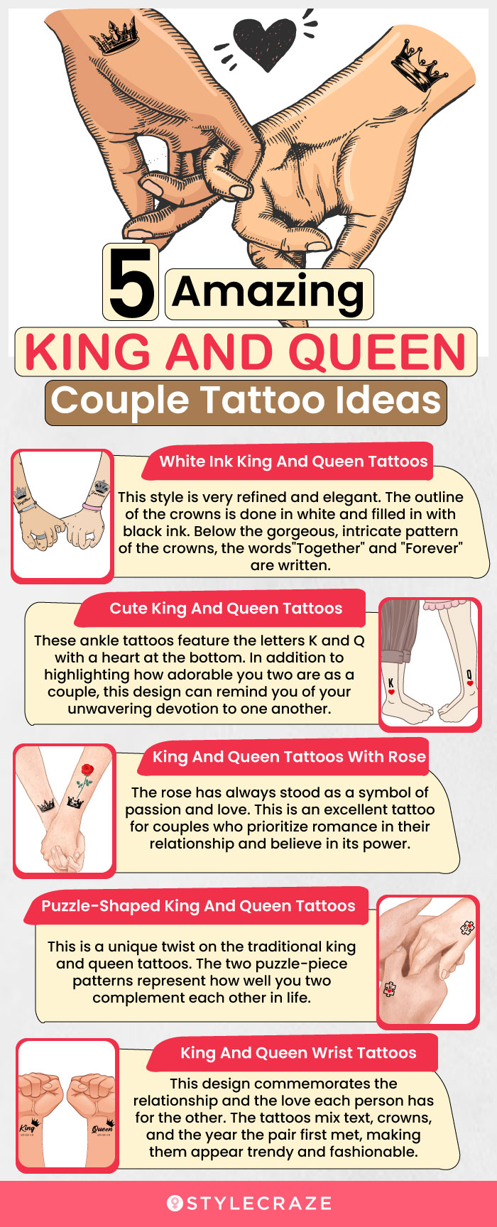 5 amazing king and queen couple tattoo ideas (infographic)