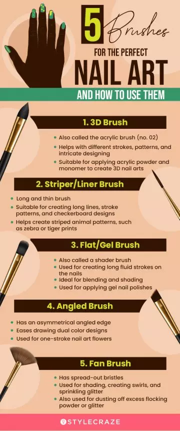 5 brushes for the perfect nail art and how to use them (infographic) 