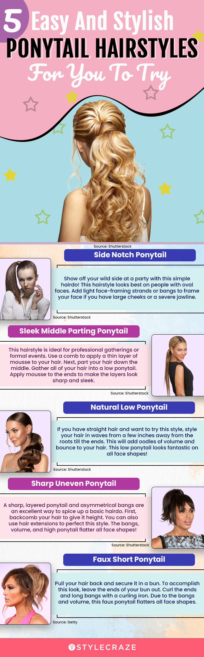5 easy and stylish ponytail hairstyles for you to try (infographic)