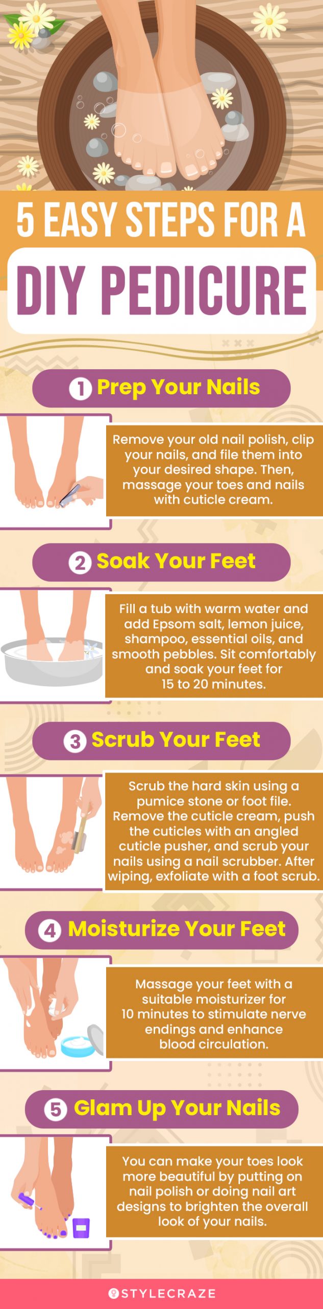 5 easy steps for a diy pedicure (infographic)