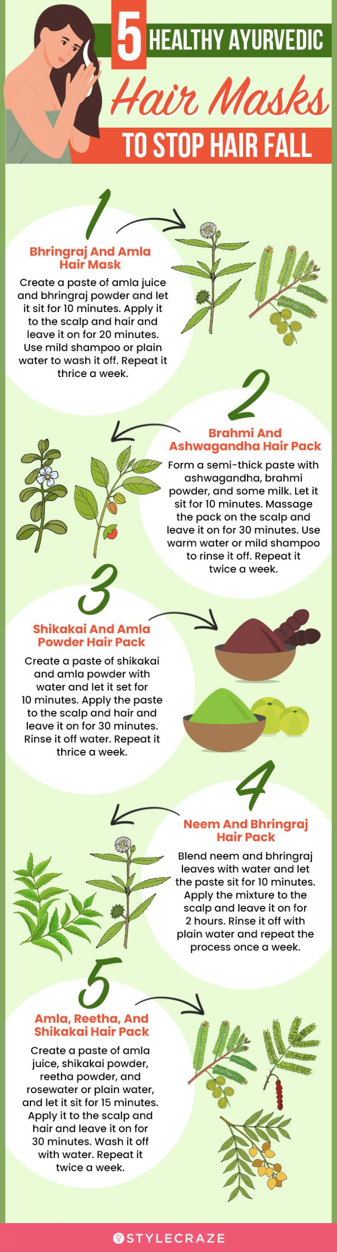 5 healthy ayurvedic hair masks to stop hair fall (infographic)