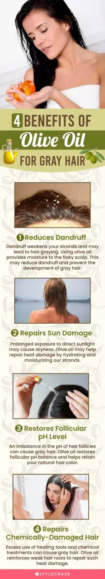 5 benefits of olive oil for gray hair (infographic)